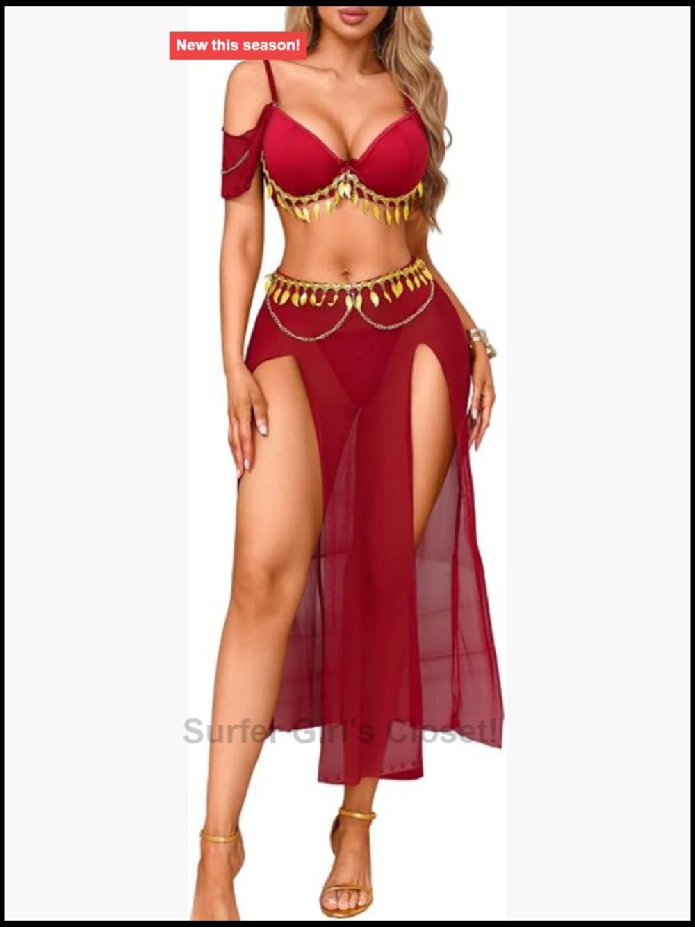 Sequin Belly Dancer Outfit 3 Piece Skirt Costume Women Sexy Halloween